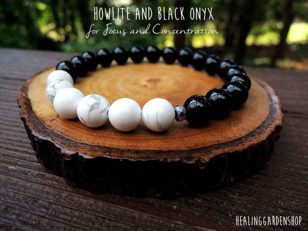 NEW!!! Leaf White Howlite & Black Onyx Empathy Beads – Aura Hygiene