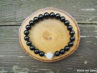 White Jade and Black Tourmaline Bracelet for Negative Energy Protection by Rock My Zen