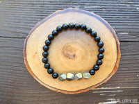 Dainty Pyrite and Onyx bracelet for protection by RockMyZen.com