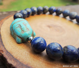 Howlite Buddha and Lapis Lazuli for Stress and Anxiety Relief by Rock My Zen