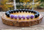 Charoite and Black Tourmaline Bracelet for Empath Protection - Limited Stock
