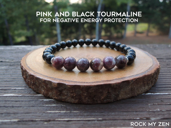 Pink and Black Tourmaline for positive energy by RockMyZen.com