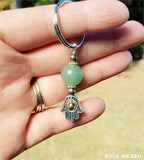 Green Aventurine and Pyrite Hamsa Money Amulet Keychain by Rock My Zen