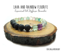 Lava and Rainbow Fluorite  Essential Oil Diffuser Bracelet