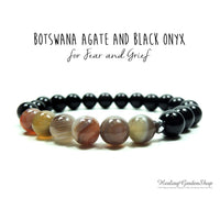 Botswana Agate and Black Onyx Bracelet for Negative Energy Protection
