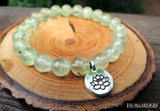 Prehnite with Lotus Charm Bracelet for Aura Protection