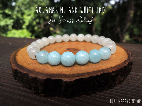 Aquamarine and White Jade for Stress Relief by Rock My Zen