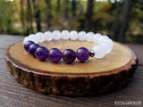 Amethyst and White Jade Bracelet for Stress Relief and Negative Energy Protection
