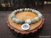 Jade with Lotus Charm Bracelet