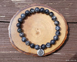 Lotus and Larvikite Bracelet for Negative Energy Protection