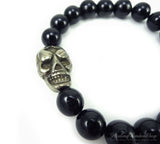 Pyrite Skull and Black Tourmaline Bracelet