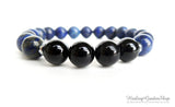 Black Tourmaline Bracelet and Lapis Lazuli for Stress and Anxiety Relief