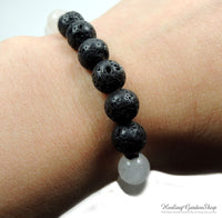 Lava Stone and White Jade Essential Oil Diffuser Bracelet