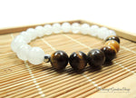 Tiger Eye and White Jade Bracelet for Negative Energy Protection