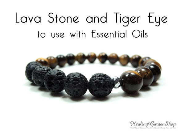 Lava and Tiger Eye Essential Oil Diffuser Bracelet