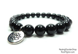 Black Tourmaline and Lotus Bracelet for Negative Energy Protection by Rock My Zen