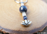 Lapis Lazuli and White Jade Lotus Keychain by Rock My Zen