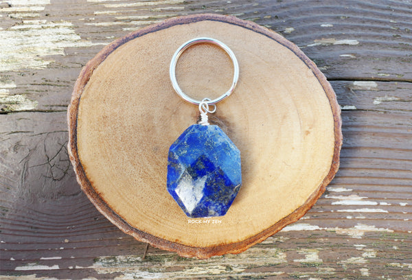 Minimalist Lapis Lazuli Keychain by Rock My Zen