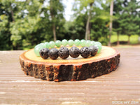 Lava and Green Aventurine Essential Oil Diffuser Bracelet for Prosperity and Luck by Rock My Zen