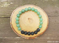 Lava and Green Aventurine Essential Oil Diffuser Bracelet for Prosperity and Luck by Rock My Zen