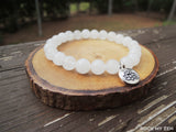 White Jade with Lotus Charm Bracelet by Rock My Zen