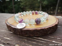 Rainbow Fluorite and Lotus Bracelet by Rock My Zen