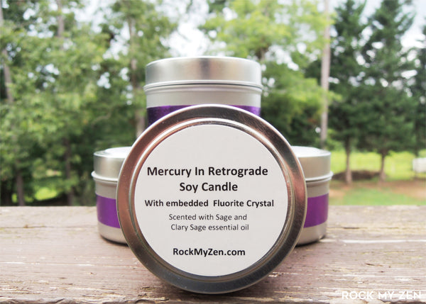Mercury in Retrograde Crystal Candle by Rock My Zen