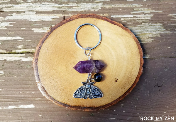 Witchy Amethyst Moth Keychain by Rock My Zen
