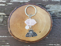 Witchy Rose Quartz Moth Keychain by Rock My Zen