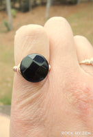 Faceted Onyx Coin Wire Wrapped Ring by RockMyZen.com