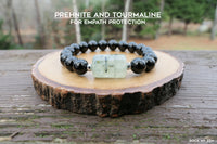 Prehnite and Black Tourmaline Bracelet for Empath Protection by Rock My Zen