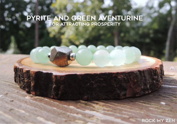 Pyrite and Green Aventurine Bracelet by Rock My Zen