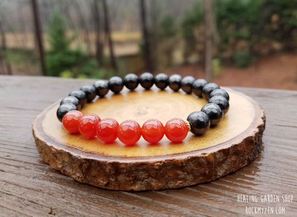 Carnelian Stone Chip Stretch Bracelets - Intuitively Chosen for Creativity  and Vitality | Copper Bug Jewelry