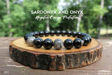 Sardonyx and Black Onyx Bracelet for Negative Energy Protection by Rock My Zen