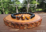 Dainty Tiger Eye and Black Tourmaline bracelet for protection by RockMyZen.com