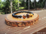 Dainty Tiger Eye and Black Tourmaline bracelet for protection by RockMyZen.com