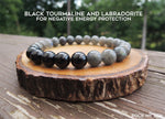 No Metal - Black Tourmaline and Labradorite Bracelet for Negative Energy Protection by Rock My Zen